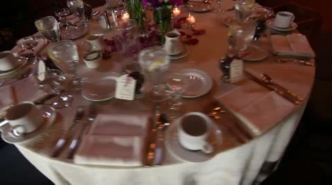 Circle glide around set table at wedding Stock-Footage 11134817
