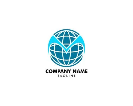 Circle globe M logo letter design concept Stock Illustration