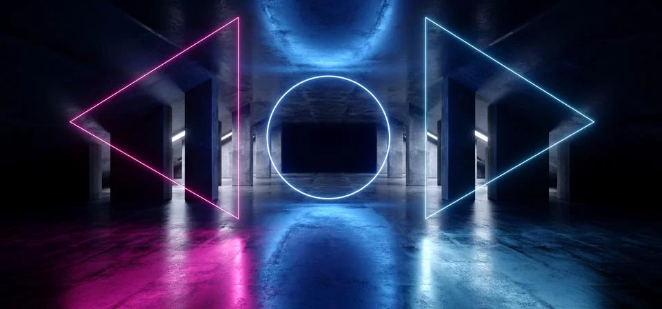 Circle Glow Sci Fi Neon Modern Futuristic VIbrant Glow Purple Blue Laser Show 스톡 일러스트