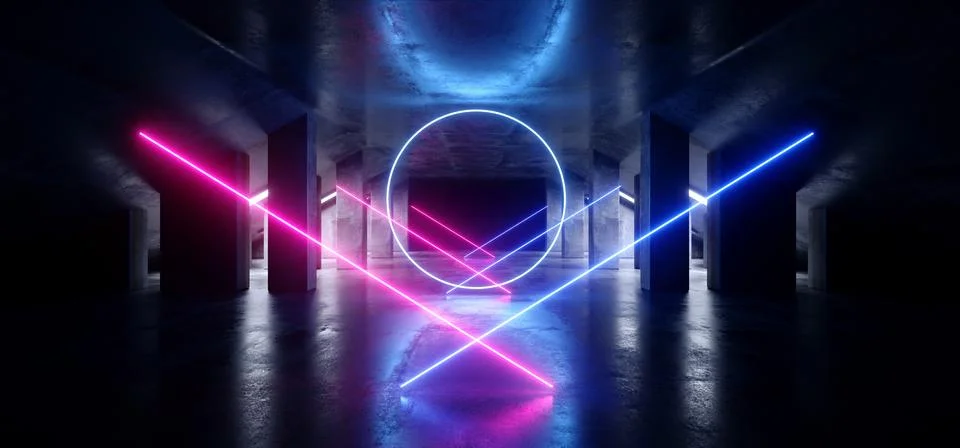 Circle Glow Sci Fi Neon Modern Futuristic VIbrant Glow Purple Blue Laser Show 스톡 일러스트