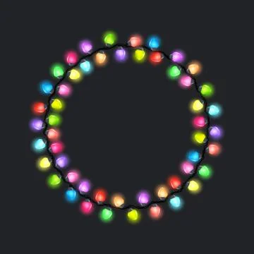 Circle of glowing light bulbs Stock Illustration