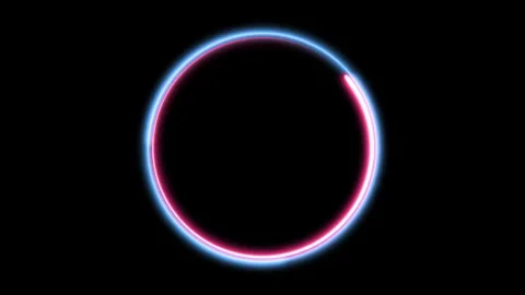 Circle glowing light spinning line on black screen effect background Video stock 322757268