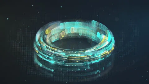Circle of glowing lines represents data stream seamless loop 3D render animation 스톡 동영상 164285152