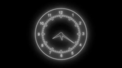 Circle glowing neon clock isolated animation with black background Stock-Footage 315185830