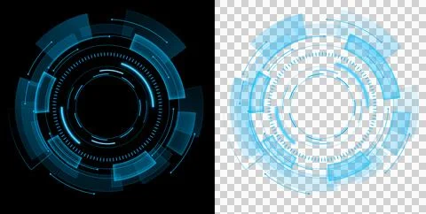 Circle Glowing Technology Interface with Futuristic Blue Digital Rings  Stock Illustration