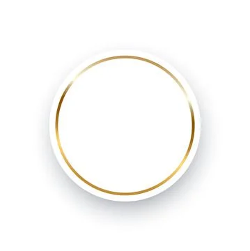Circle with gold ring frame, elegant white decor object of round shape with Stock Illustration
