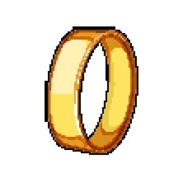 Circle golden ring pixel art vector illustration Stock Illustration
