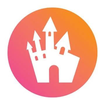 Circle gradient Halloween castle building icon Ilustración de archivo