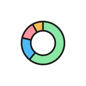 Circle graph flat color icon. Isolated on white background Stock Illustration