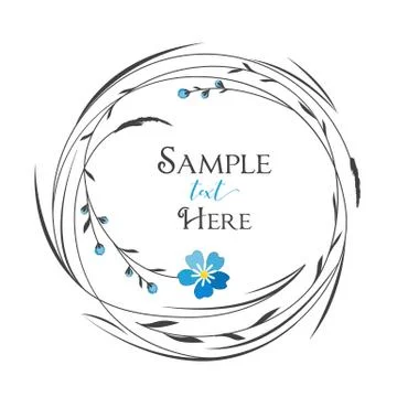 Circle with grass and flowers Stock Illustration