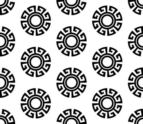 Circle greek seamless pattern with round meander borders. Illustrazione stock