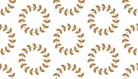 Circle greek seamless pattern with round golden olive leaves borders. Illustrazione stock