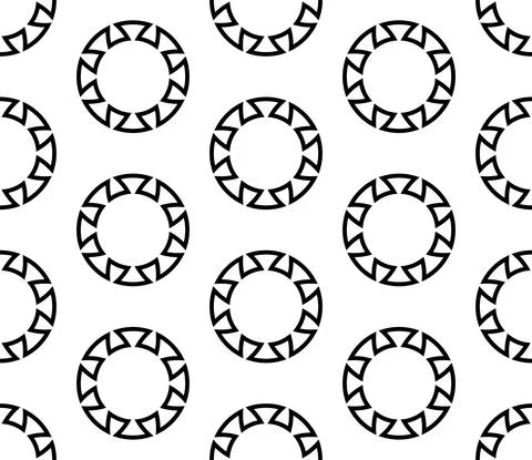 Circle greek seamless pattern with round meander borders. Stock Illustration