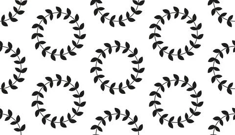 Circle greek seamless pattern with round olive leaves borders. Illustrazione stock