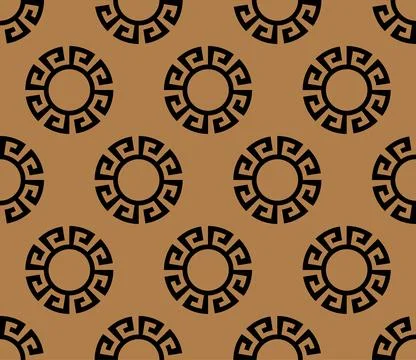 Circle greek seamless pattern with round meander borders. Illustrazione stock