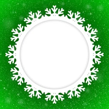 Circle Green Background New Year. Snow. Snowflake. Stock Illustration