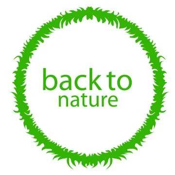 Circle green grass frame with copy space on white background Stock Illustration