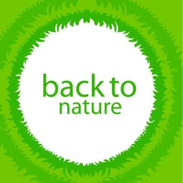 Circle green grass frame with copy space on white background Stock Illustration