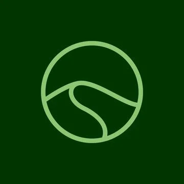 Circle green with hill panoramic logo design vector graphic symbol icon ill.. Stock Illustration