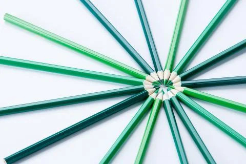 Circle from green pencils. It is on a light background Stock Photos