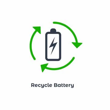 Circle Green Recycle Battery Vector Icon Stock Illustration