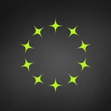 Circle green Star Border Logo Template, vector illustration isolated on black Illustrazione stock