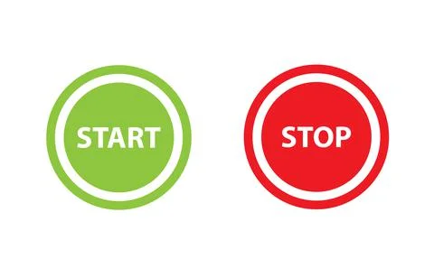 Circle green start and red stop icon button vector for website design, web bu Stock Illustration