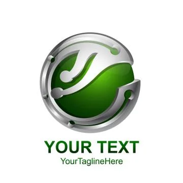 Circle green tech sphere logo template for your business Stock Illustration