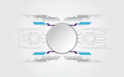 Circle grey white Abstract technological background with various technology e Stock Illustration