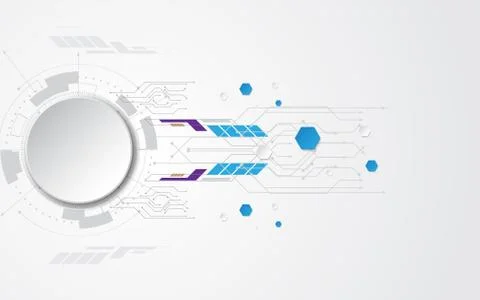 Circle grey white Abstract technological background with various technology e Stock Illustration