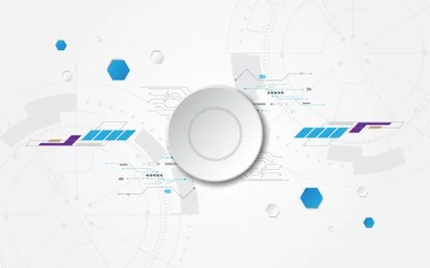 Circle grey white Abstract technological background with various technology e Stock Illustration