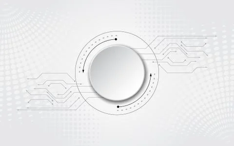 Circle grey white Abstract technological background with various technology e Stock Illustration