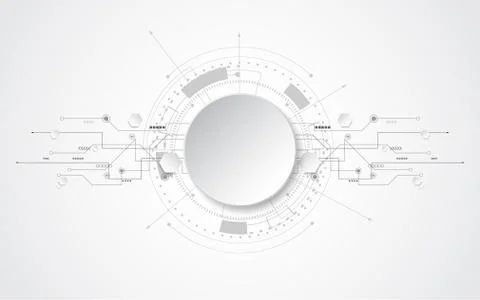 Circle grey white Abstract technological background with various Stock Illustration