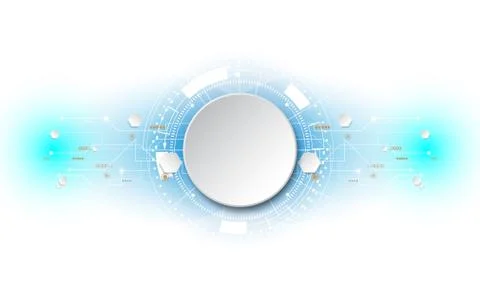 Circle grey white Abstract technological background with various technology Stock Illustration
