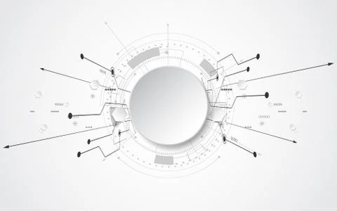 Circle grey white Abstract technological background with various Stock Illustration