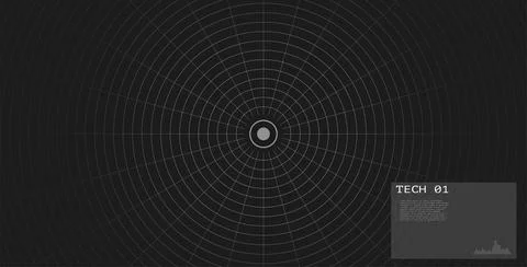 Circle grid with target center on dark background. Futuristic radar tech 스톡 일러스트