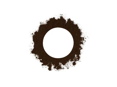 Circle of ground coffee isolated on white. Place for text. Stock-Fotos