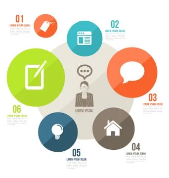 Circle group options  template with icons 스톡 일러스트