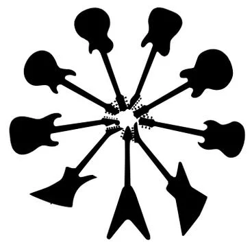 Circle Of Guitar Silhouettes 스톡 일러스트