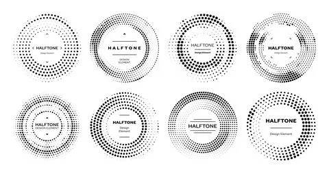 Circle half tone or round dots halftone elements Stock Illustration