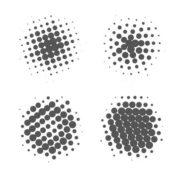 Circle halftone. Abstract dotted circles, round halftones geometric dots grad Stock Illustration