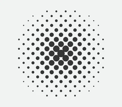 Circle halftone design element. Dots spotted black pattern. Comic style vecto Stock Illustration