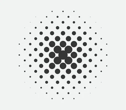Circle halftone design element. Dots spotted black pattern. Comic style vecto Stock Illustration