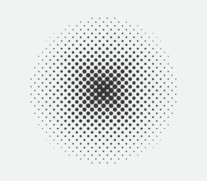 Circle halftone design element. Dots spotted black pattern. Comic style vecto Stock Illustration