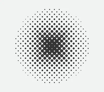 Circle halftone design element. Dots spotted black pattern. Comic style vecto Stock Illustration