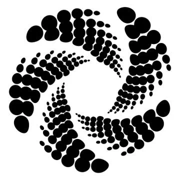 Circle halftone element, circular half-tone pattern. Spiral, vortex, swirl sh Stock Illustration