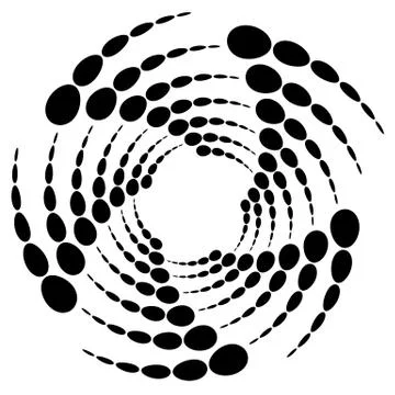Circle halftone element, circular half-tone pattern. Spiral, vortex, swirl sh Stock Illustration