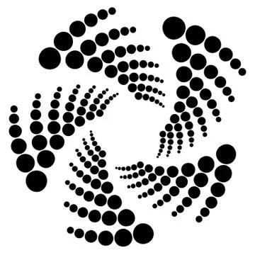 Circle halftone element, circular half-tone pattern. Spiral, vortex, swirl sh Stock Illustration