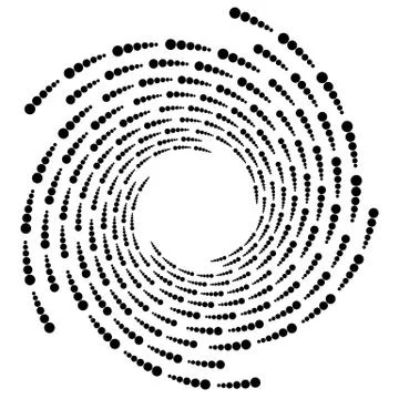 Circle halftone element, circular half-tone pattern. Spiral, vortex, swirl sh Stock Illustration