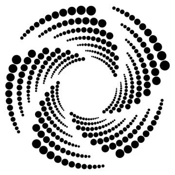 Circle halftone element, circular half-tone pattern. Spiral, vortex, swirl sh Stock Illustration